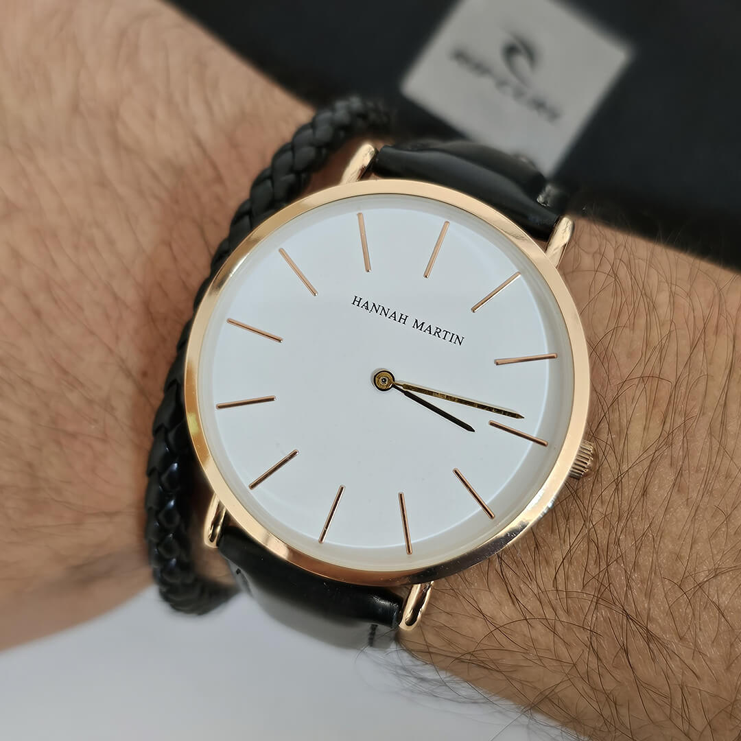 Reloj Hannah Martin Hombre Cuero Negro | HAN-10