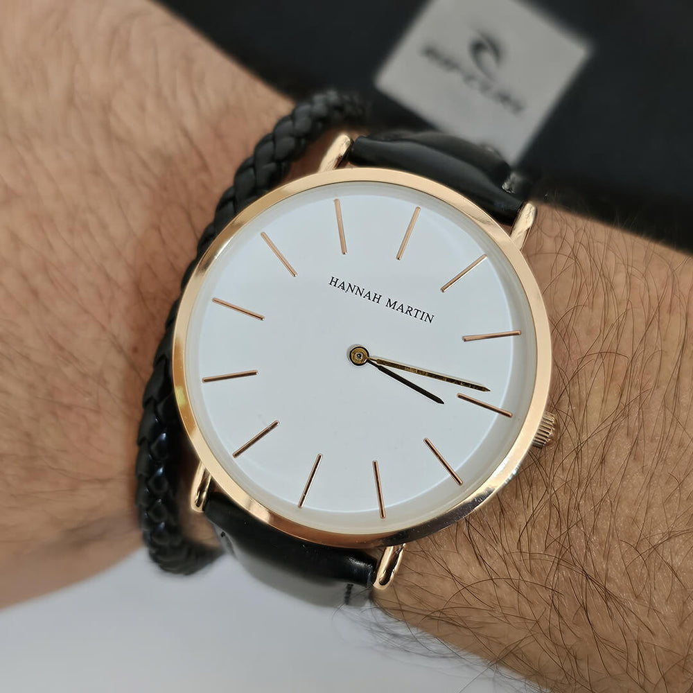 Reloj Hannah Martin Hombre Cuero Negro | HAN-10