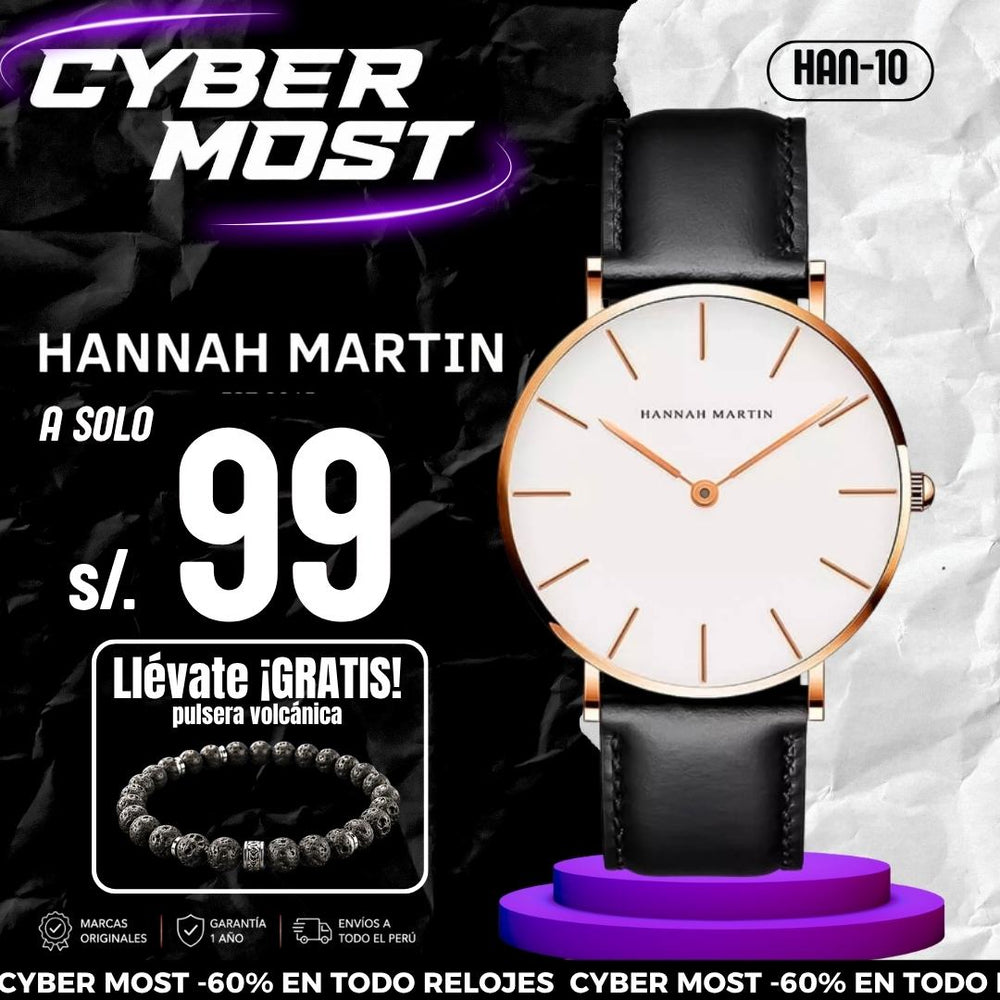 Reloj Hannah Martin Hombre Cuero Negro | HAN-10