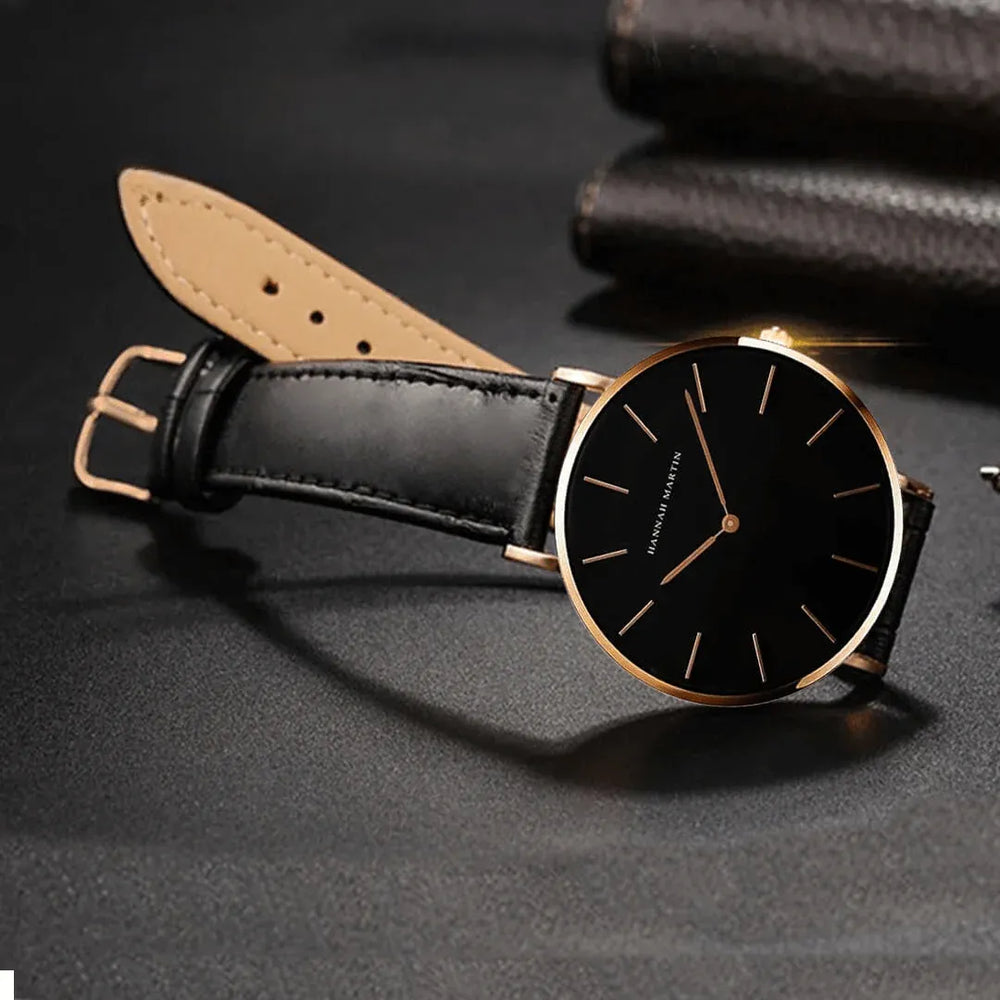 Reloj Hannah Martin Hombre Cuero Negro | HAN-12