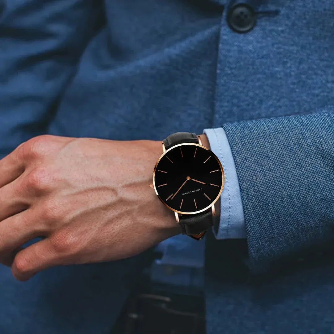 Reloj Hannah Martin Hombre Cuero Negro | HAN-12