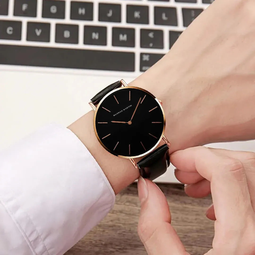 Reloj Hannah Martin Hombre Cuero Negro | HAN-12