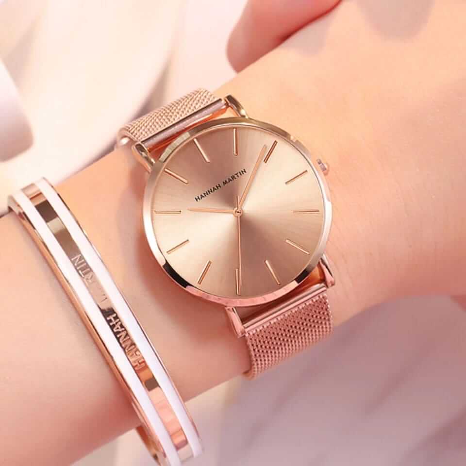 Reloj Hannah Martin Mujer Acero Oro Rosa | HAN-M-25