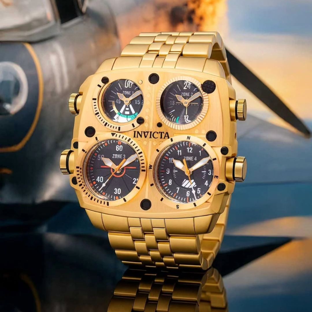 Reloj Invicta Aviator 49604 Hombre Acero Dorado | INV-558