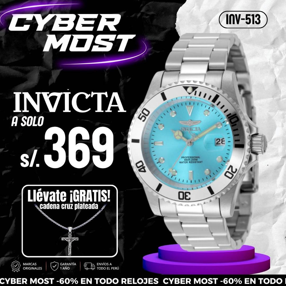 Reloj Invicta Pro Diver 50586 Hombre Acero Celeste | INV-513