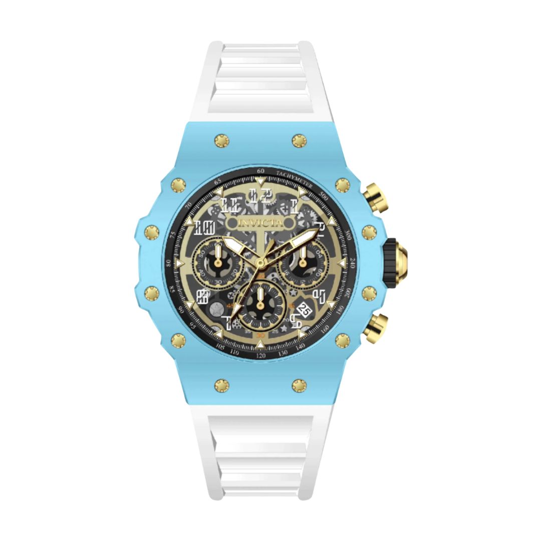 Reloj Invicta Racing 69652 celeste y dorado vista frontal