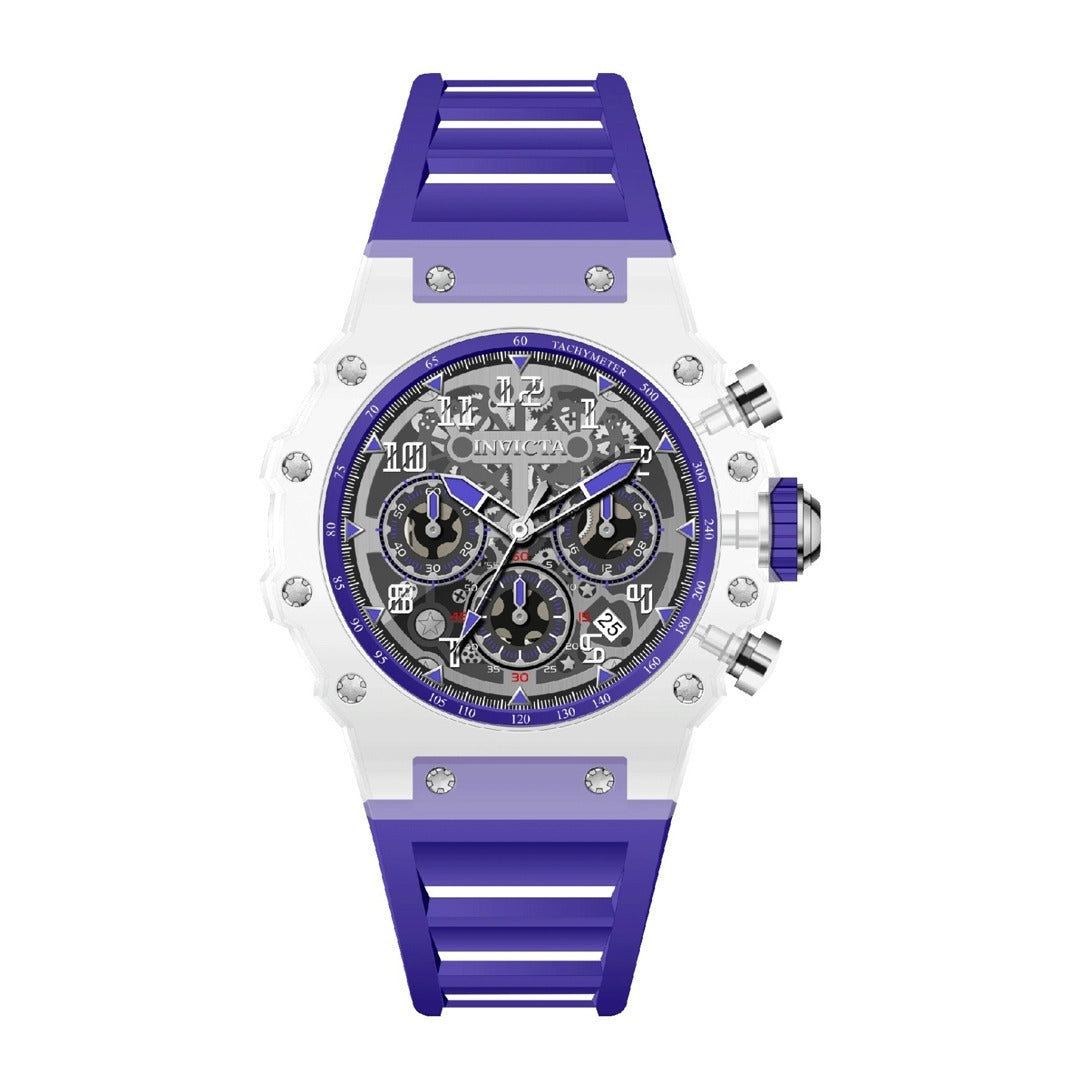 Reloj Invicta Racing 69683 hombre con correa de silicona morada.