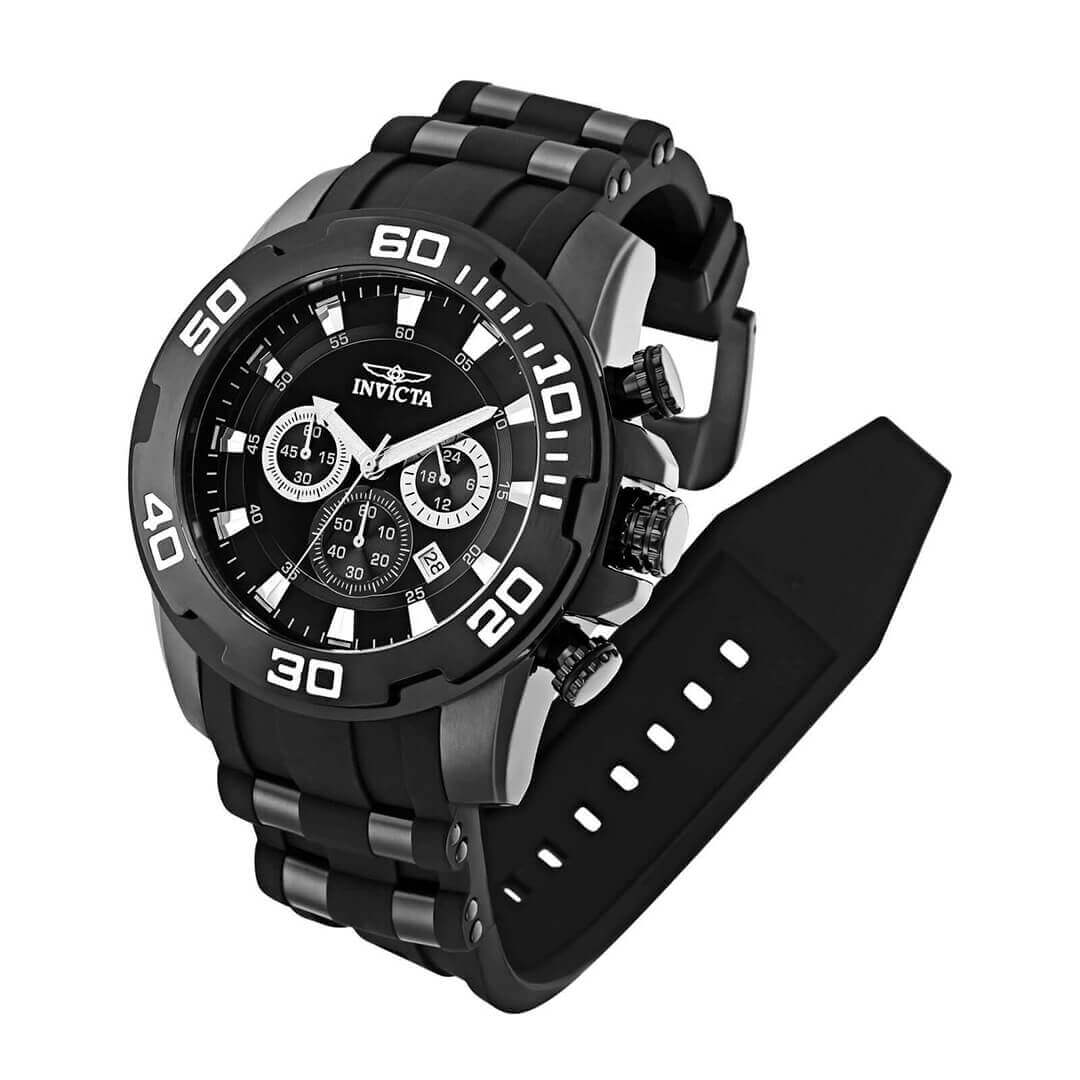 Reloj Invicta Pro Diver Scuba 22338, cuarzo, acero inoxidable, correa de silicona, resistente al agua 100m.