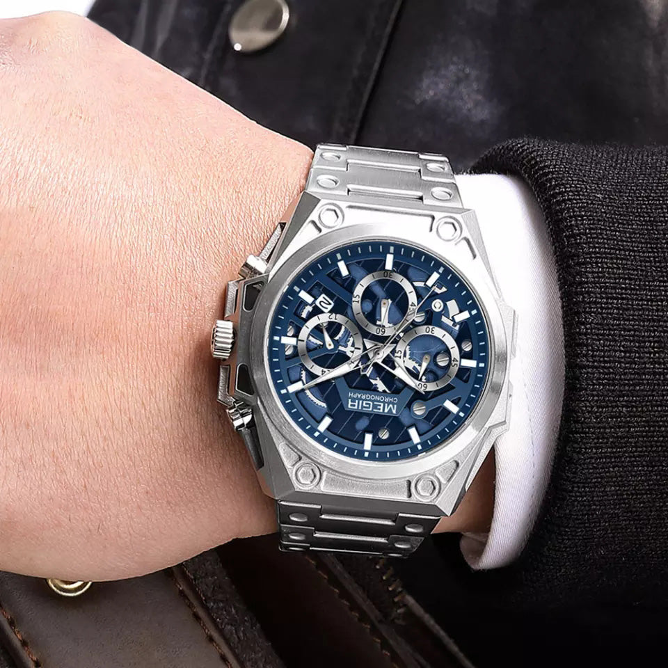 Reloj Megir MEG-56 Hombre Acero Plateado