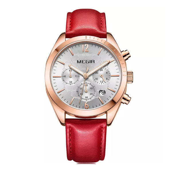 Reloj Megir Mujer Cuero Rojo | MEG-M-1