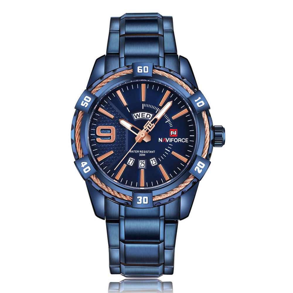 Reloj Naviforce con brazalete de acero y esfera azul