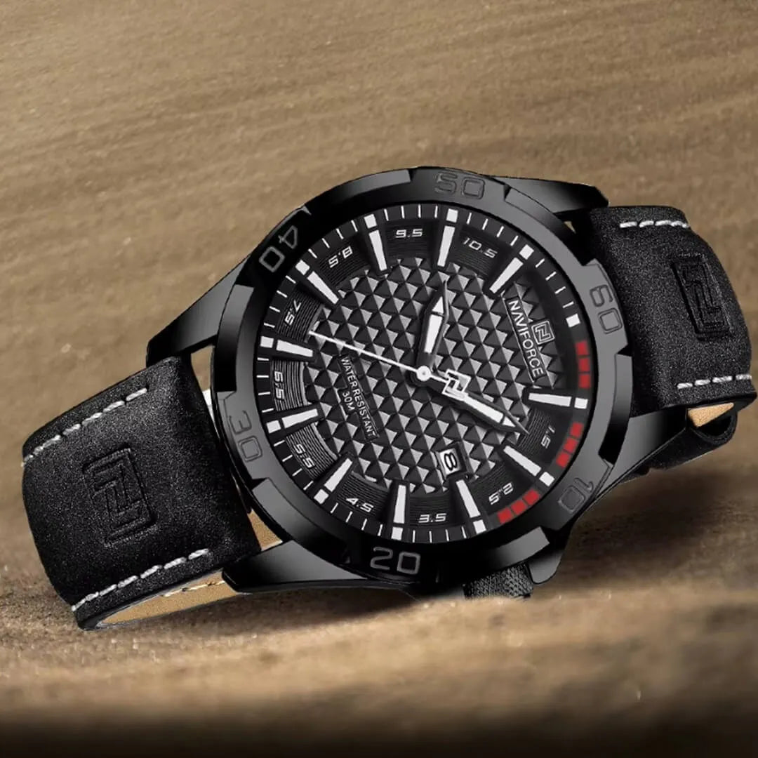 Reloj Naviforce Hombre Cuero Negro | NAV-144