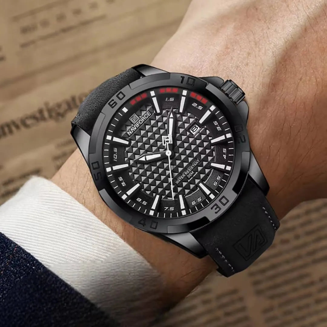 Reloj Naviforce Hombre Cuero Negro | NAV-144