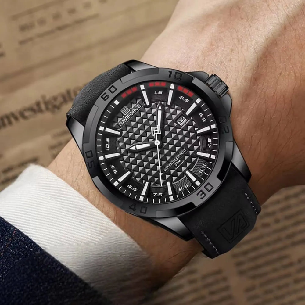 Reloj Naviforce Hombre Cuero Negro | NAV-144