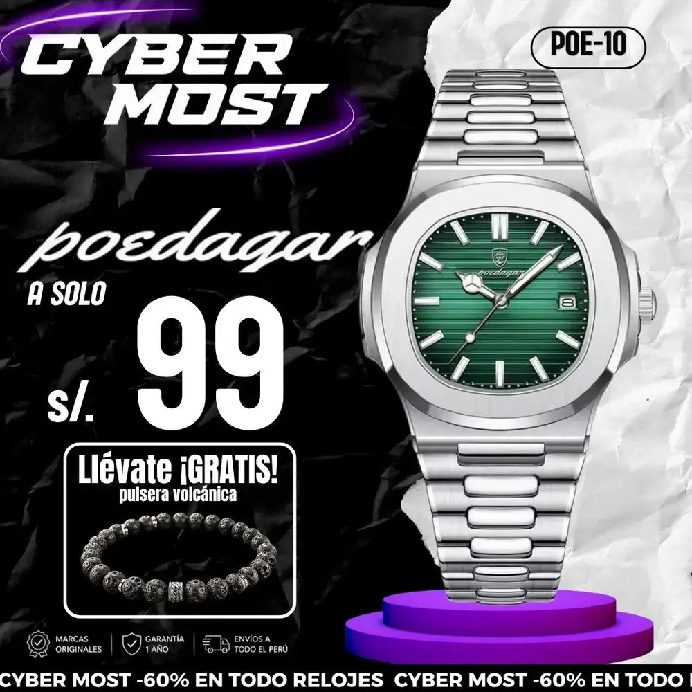 Reloj Poedagar Hombre Acero Plateado | POE-10
