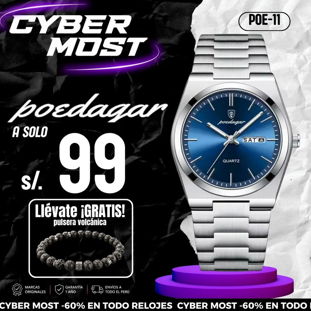 Reloj Poedagar POE-11 Hombre Acero Plateado