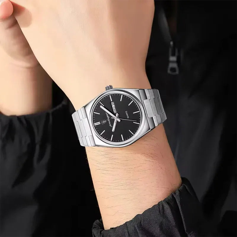 Reloj elegante Poedagar POE-14 plateado para hombre