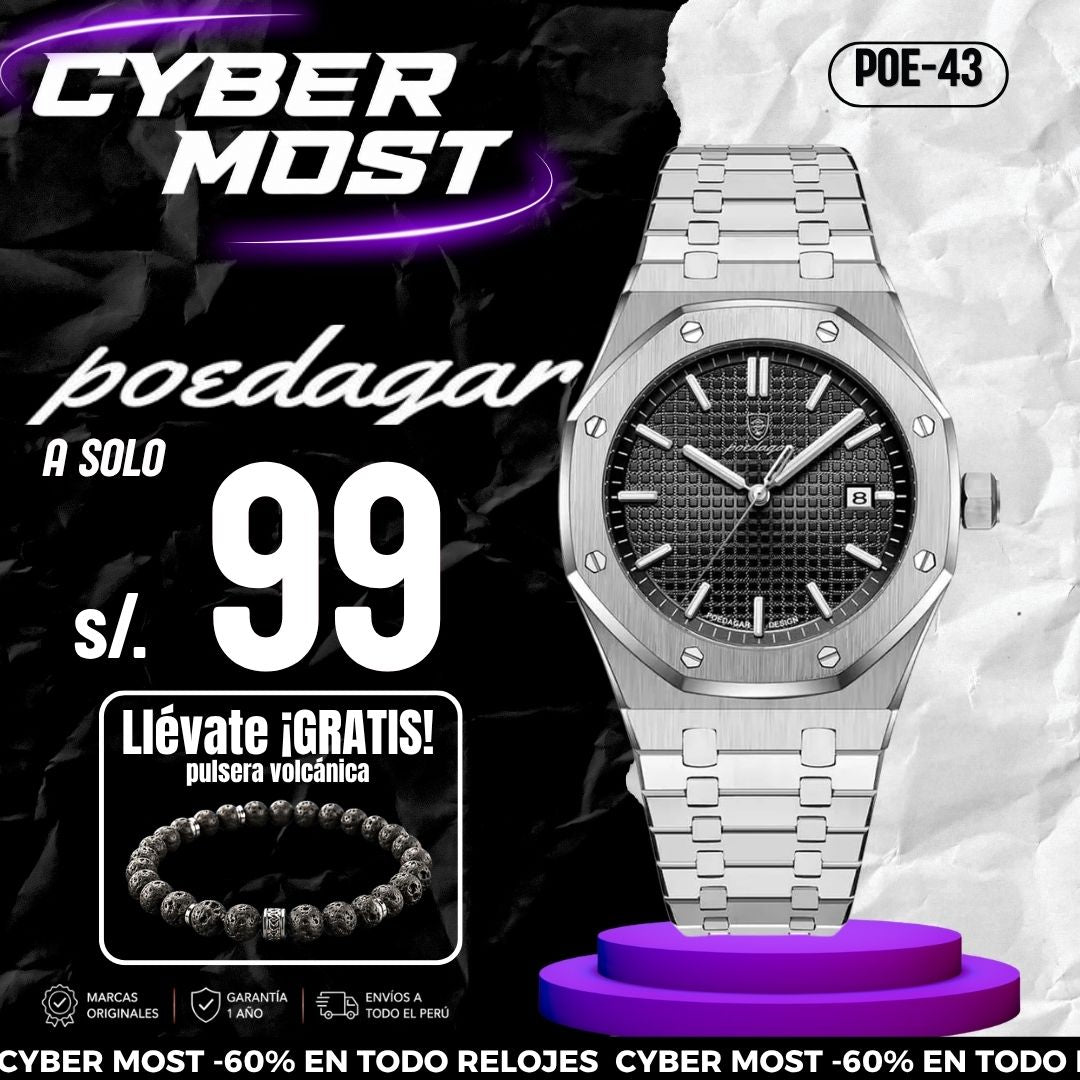 Reloj Poedagar POE-43 Hombre Acero Negro