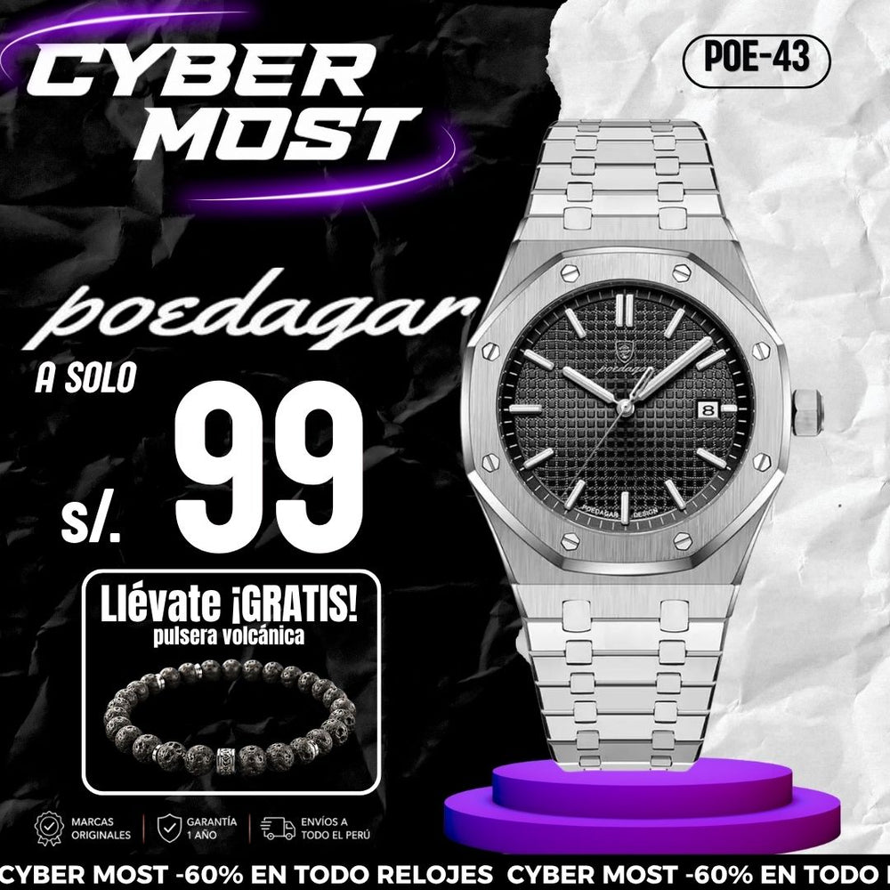 Reloj Poedagar POE-43 Hombre Acero Negro