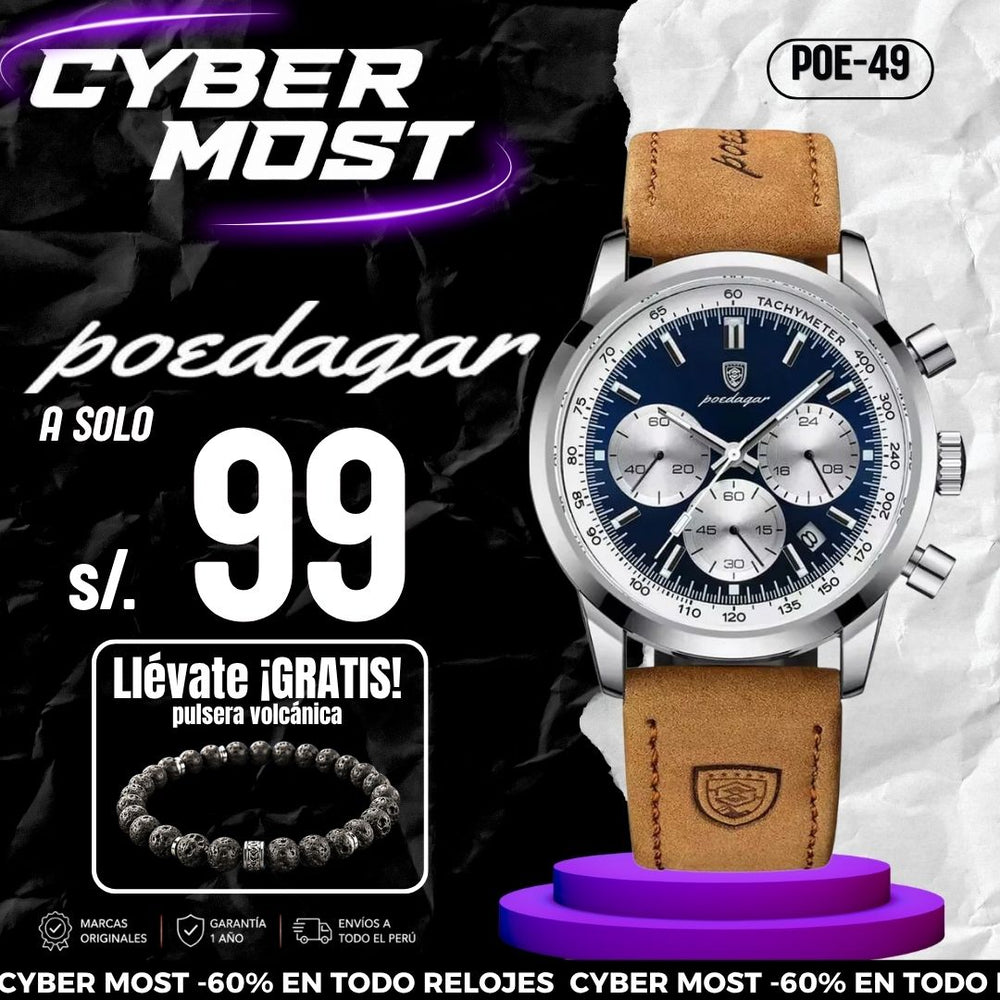 Reloj Poedagar POE-49 Hombre Cuero Marrón