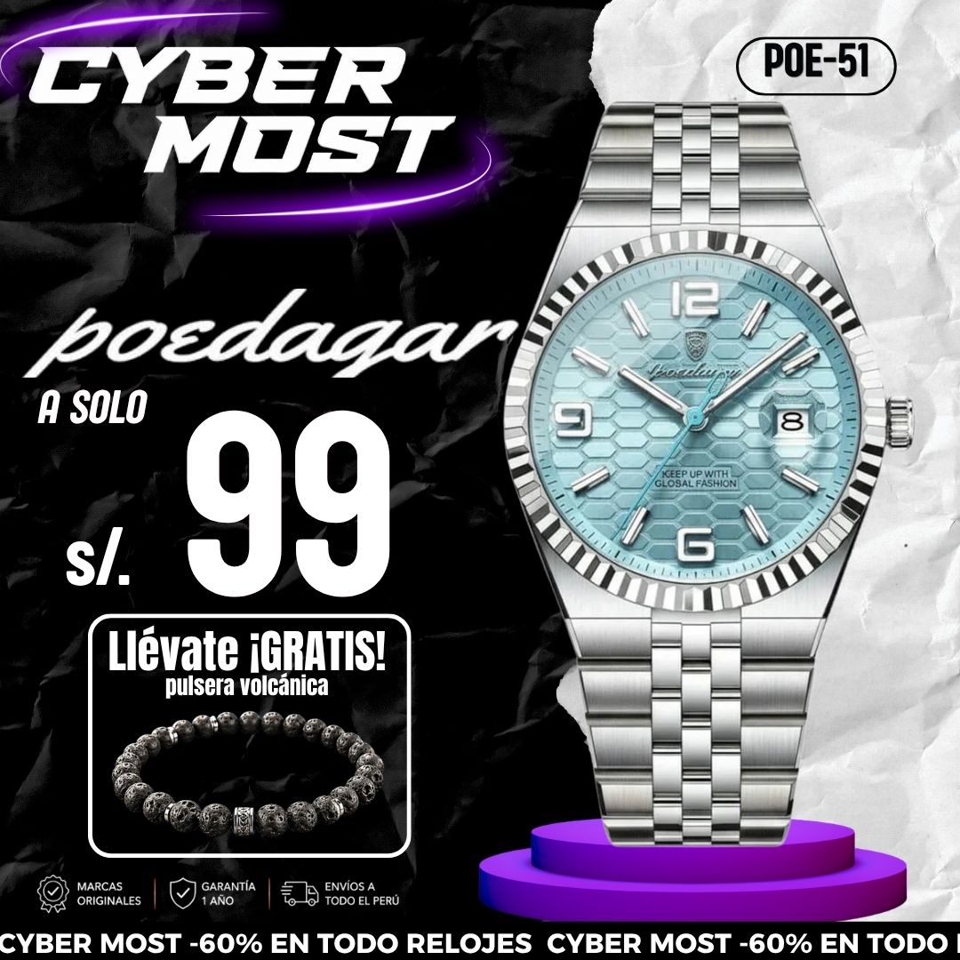 Reloj Poedagar POE-51 Hombre Acero Celeste