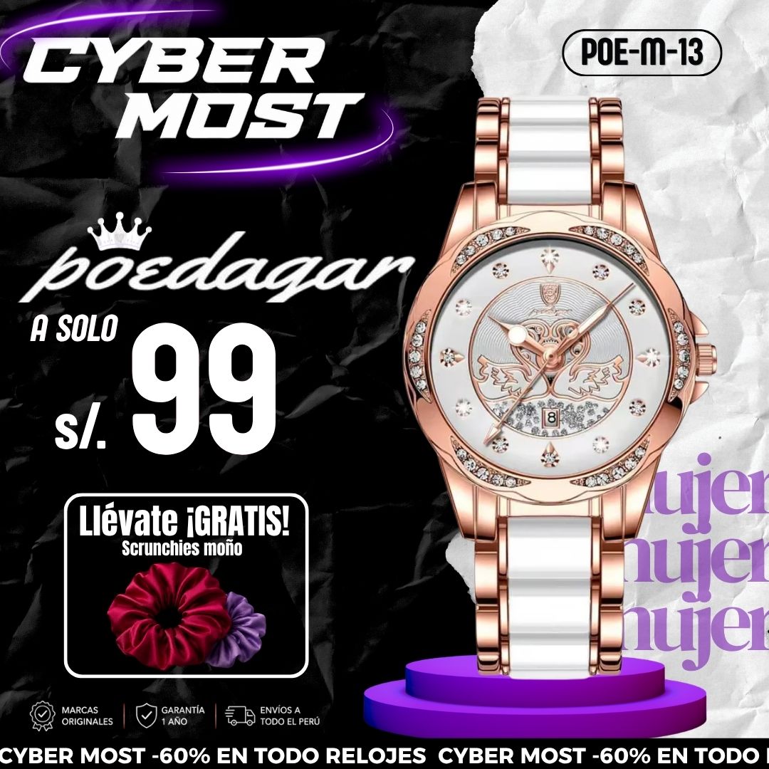 Reloj Poedagar POE-M-13 Mujer Acero Blanco