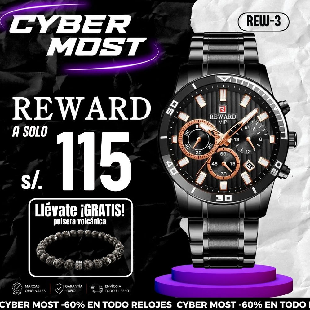 Reloj Reward REW-3 Hombre Acero Negro