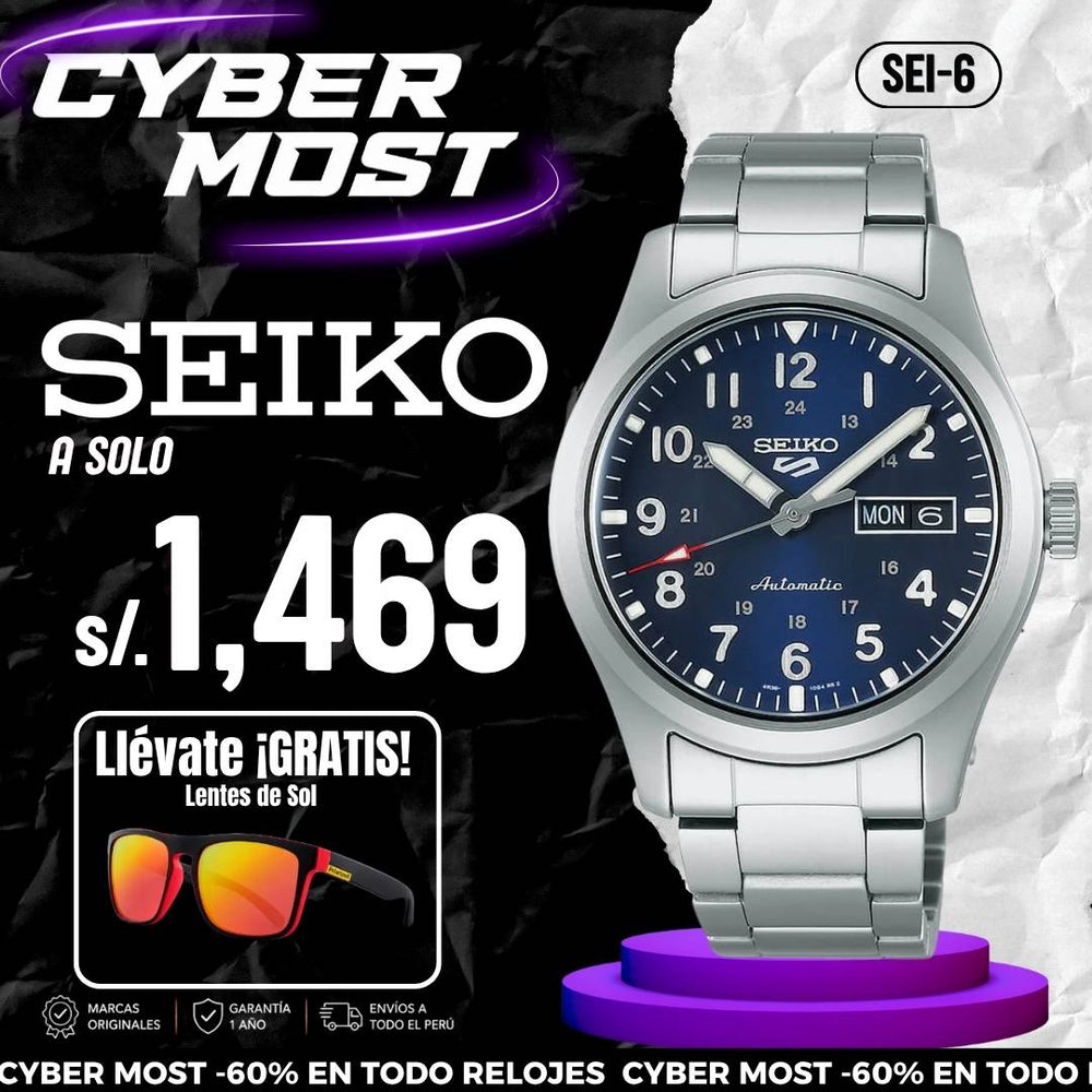 Reloj Seiko 5 Sports SRPG29 Hombre Automático Plateado | SEI-6
