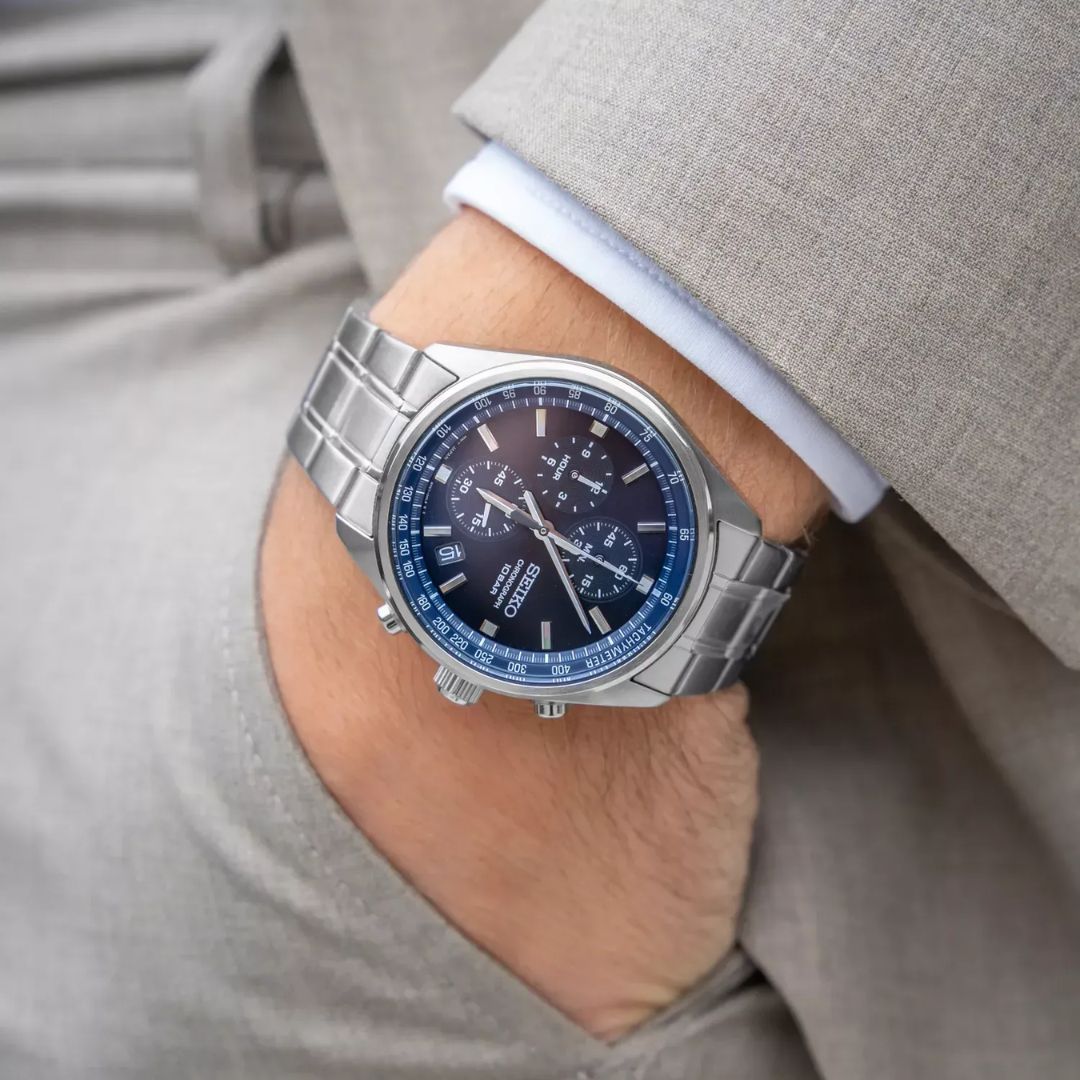 Reloj Seiko SSB377 Hombre Cronógrafo Acero Azul | SEI-42