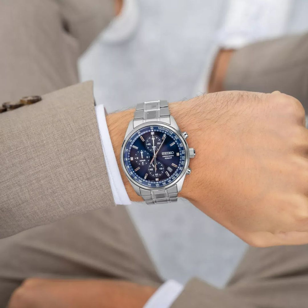 Reloj Seiko SSB377 Hombre Cronógrafo Acero Azul | SEI-42