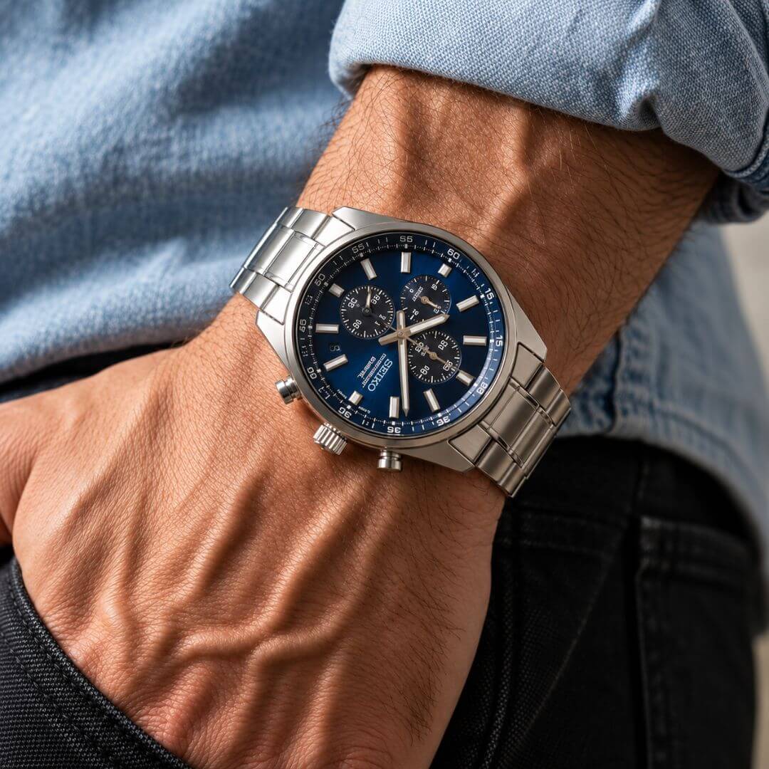 Reloj Seiko SSB377 Hombre Cronógrafo Acero Azul | SEI-42