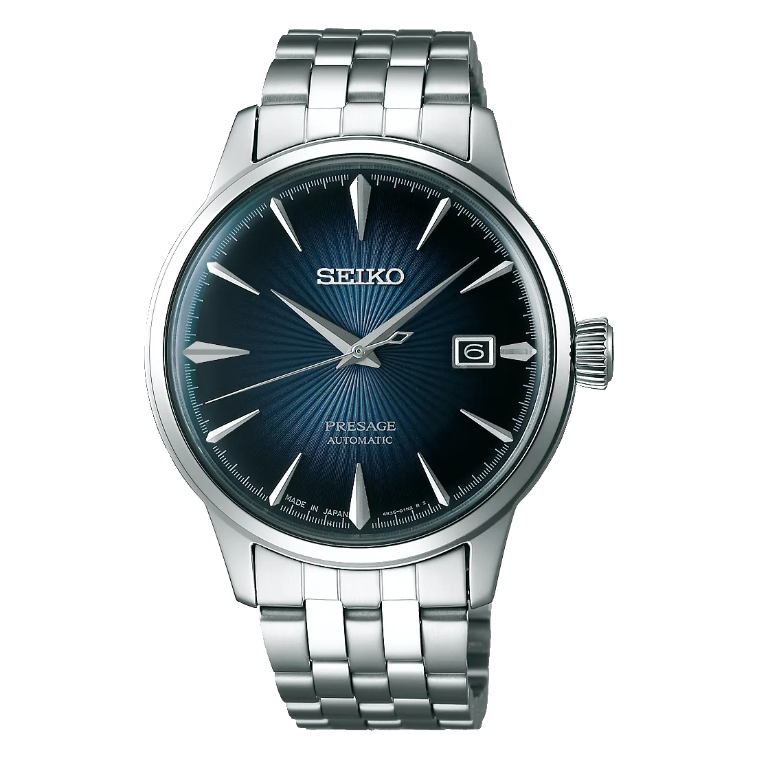 Reloj Seiko Presage SRPB41 para hombre automático color plateado con brazalete de acero inoxidable.