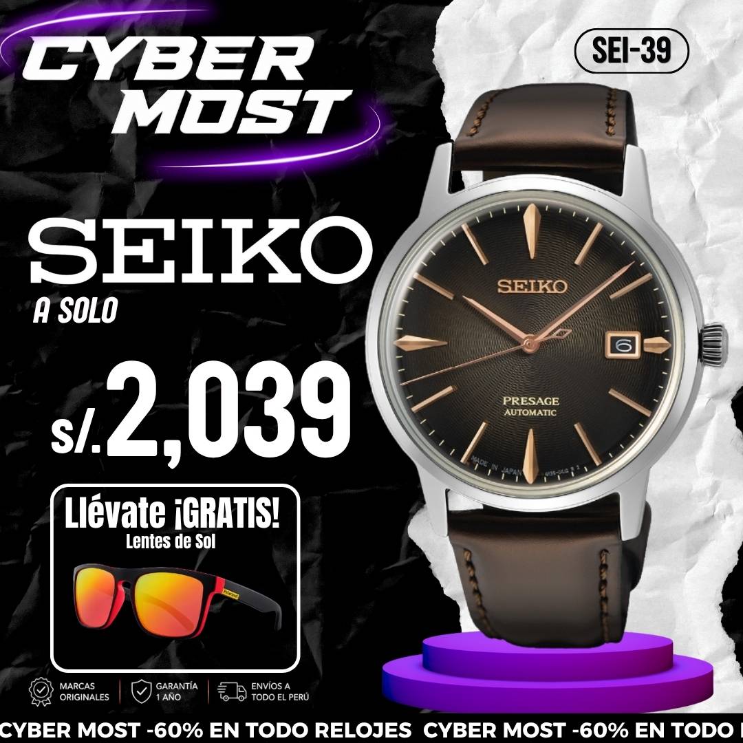 Reloj Seiko Presage SRPJ17 Hombre Automático Marrón | SEI-39