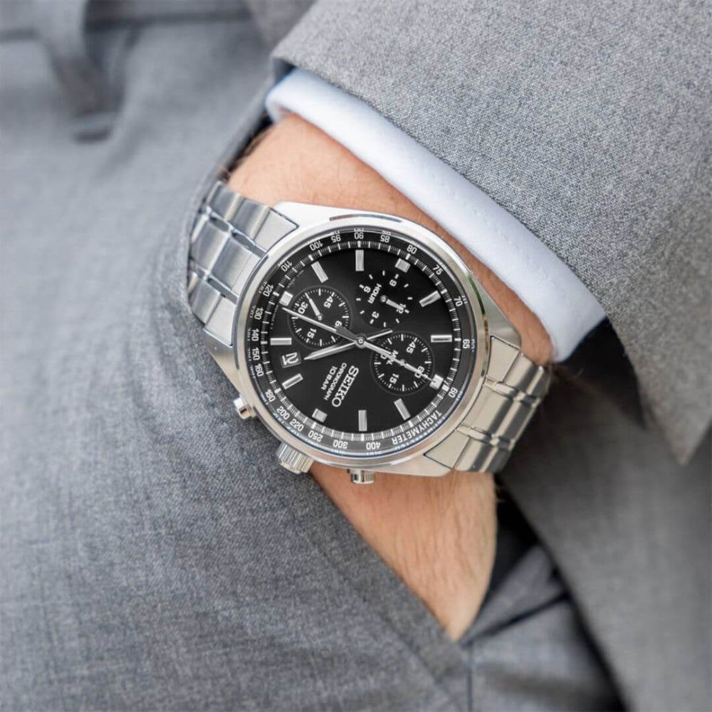 Reloj Seiko SSB379 Hombre Cronógrafo Acero Negro | SEI-46