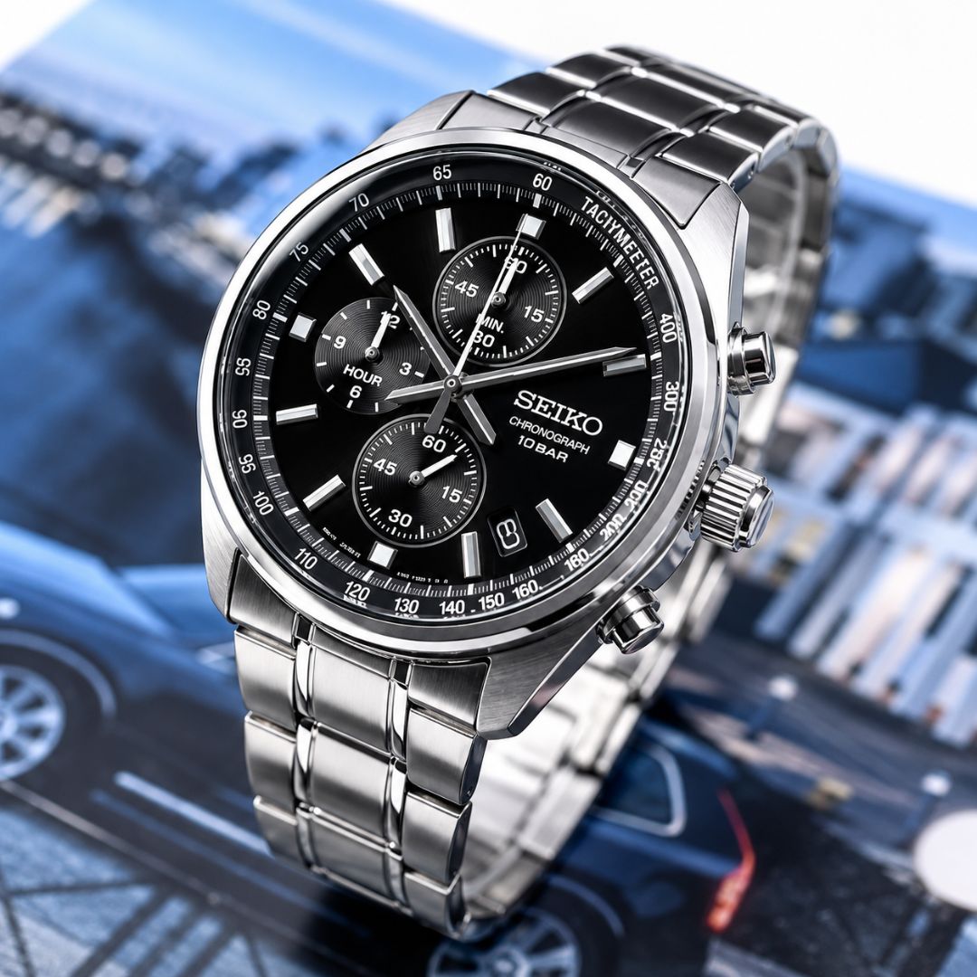 Reloj Seiko SSB379 Hombre Cronógrafo Acero Negro | SEI-46