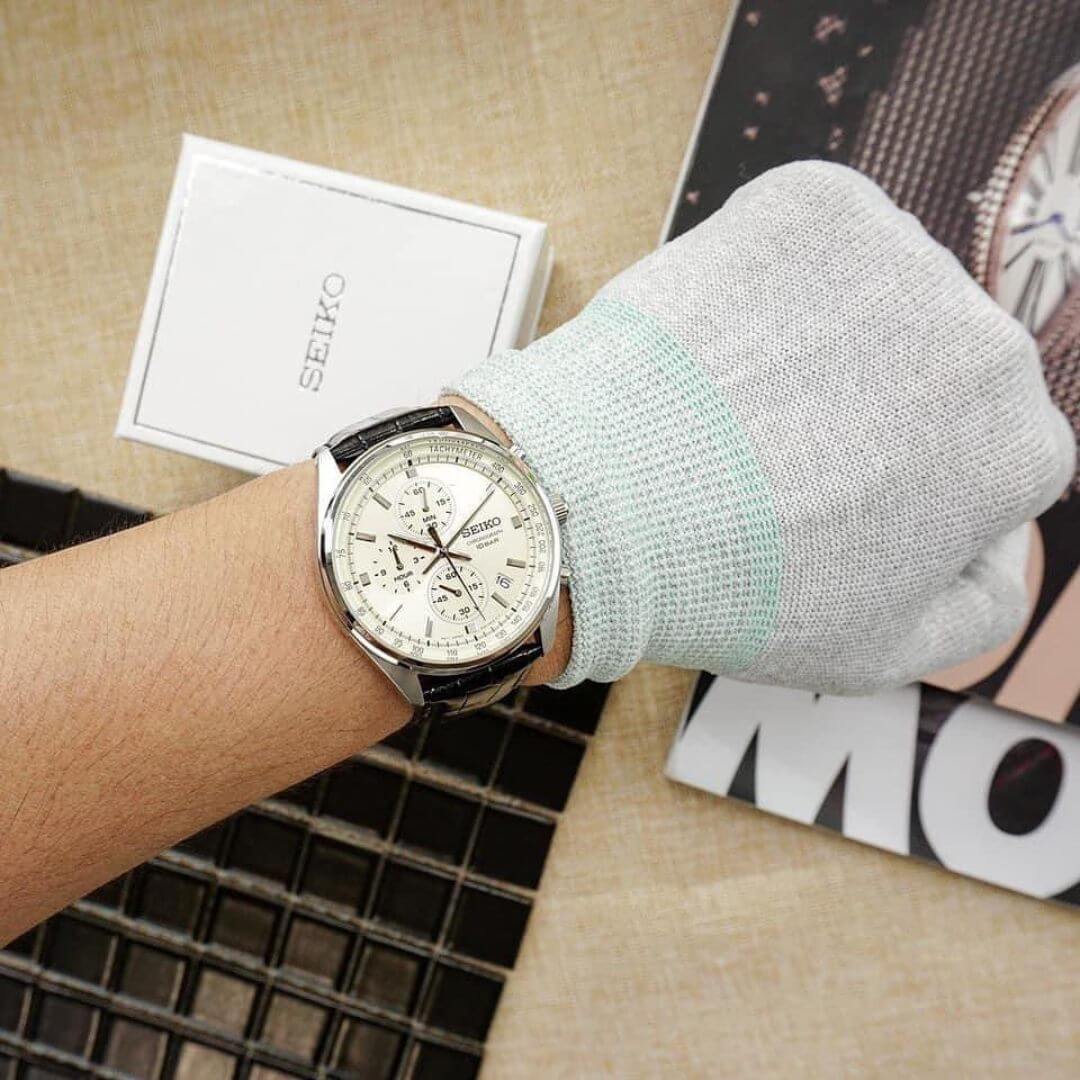 Reloj Seiko SSB383 Hombre Cronógrafo Cuero Champagne| SEI-44