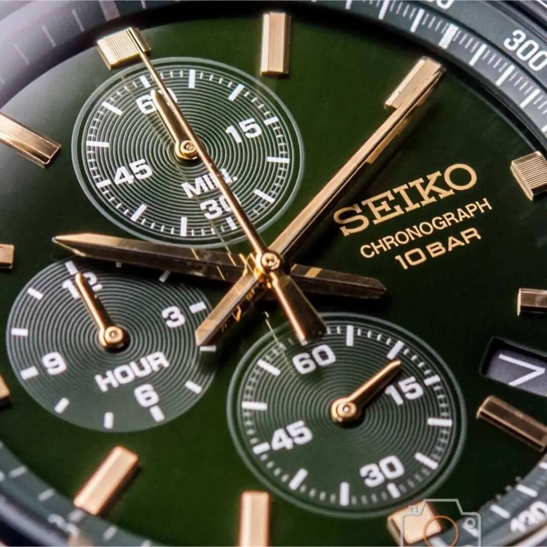 Reloj Seiko SSB385 Hombre Cronógrafo Cuero Verde | SEI-43