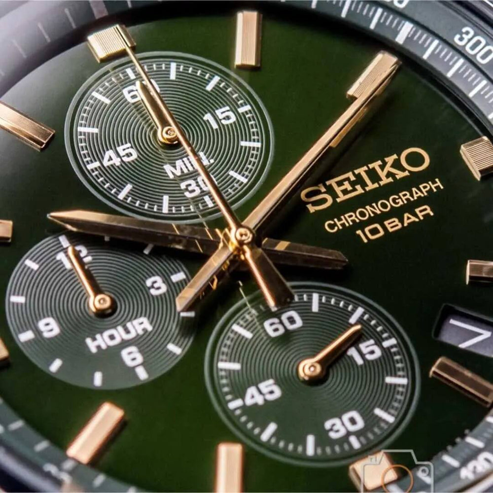 Reloj Seiko SSB385 Hombre Cronógrafo Cuero Verde | SEI-43
