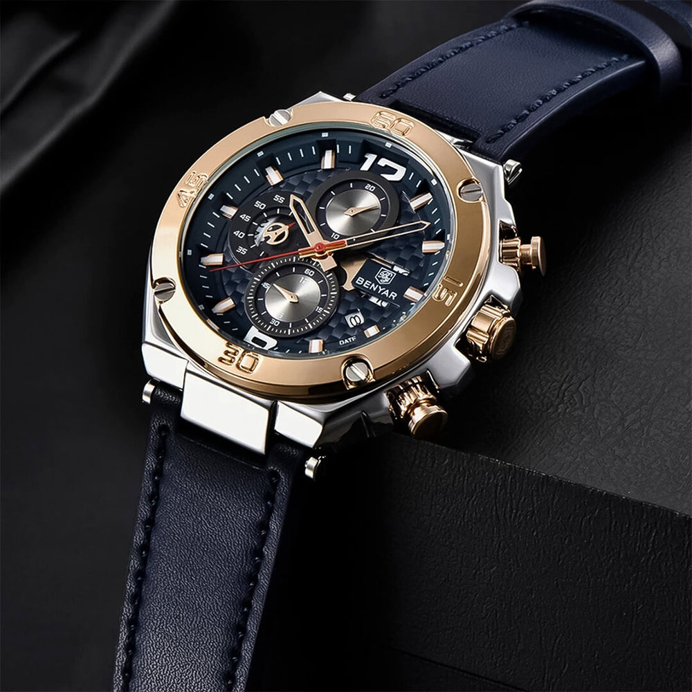 Reloj Benyar BEN-2 Hombre Cuero Azul Marino
