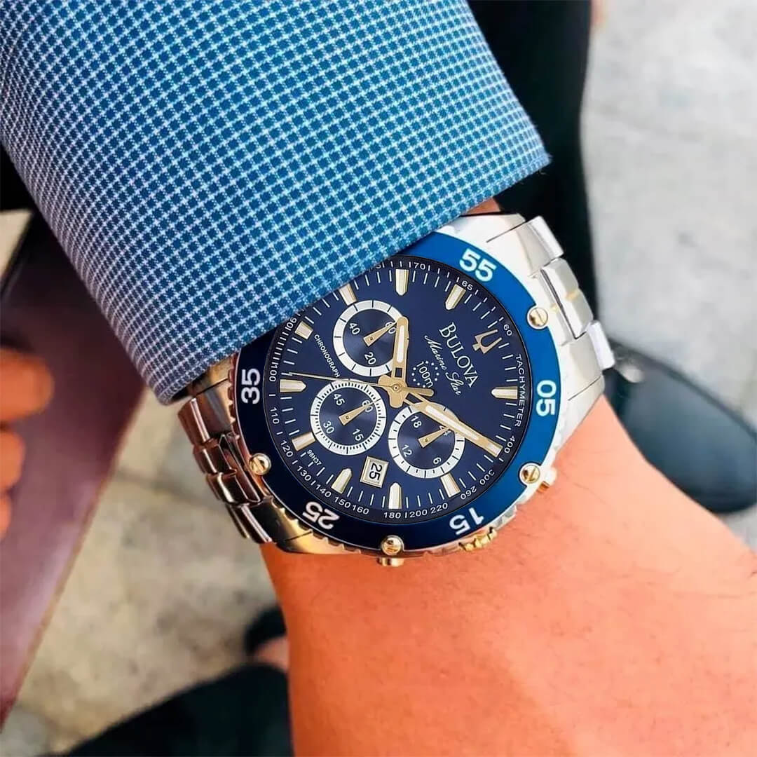Reloj Bulova Marine Star 98H37 Hombre Acero Plateado | BUL-20