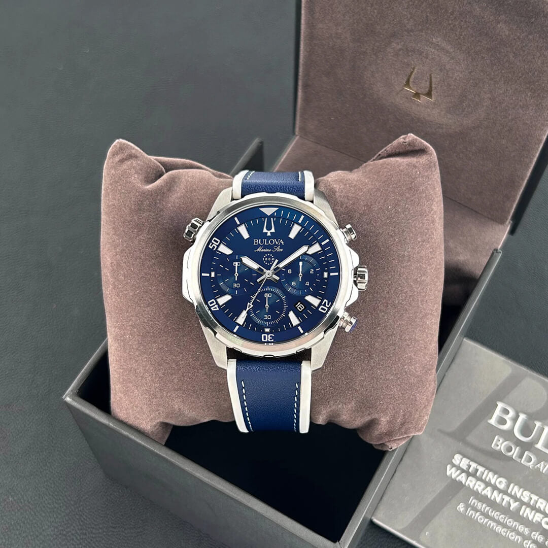 Reloj Bulova Marine Star 96B287 Hombre Silicona Azul
