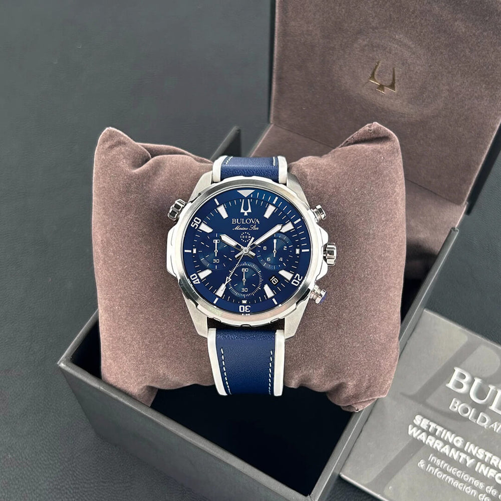 Reloj Bulova Marine Star 96B287 Hombre Silicona Azul