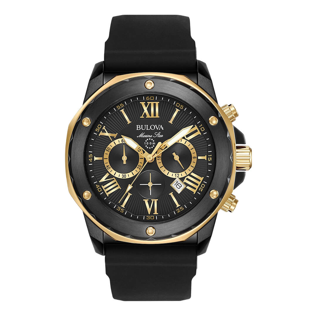 Reloj Bulova Marine Star 98B278 Hombre Silicona Negro