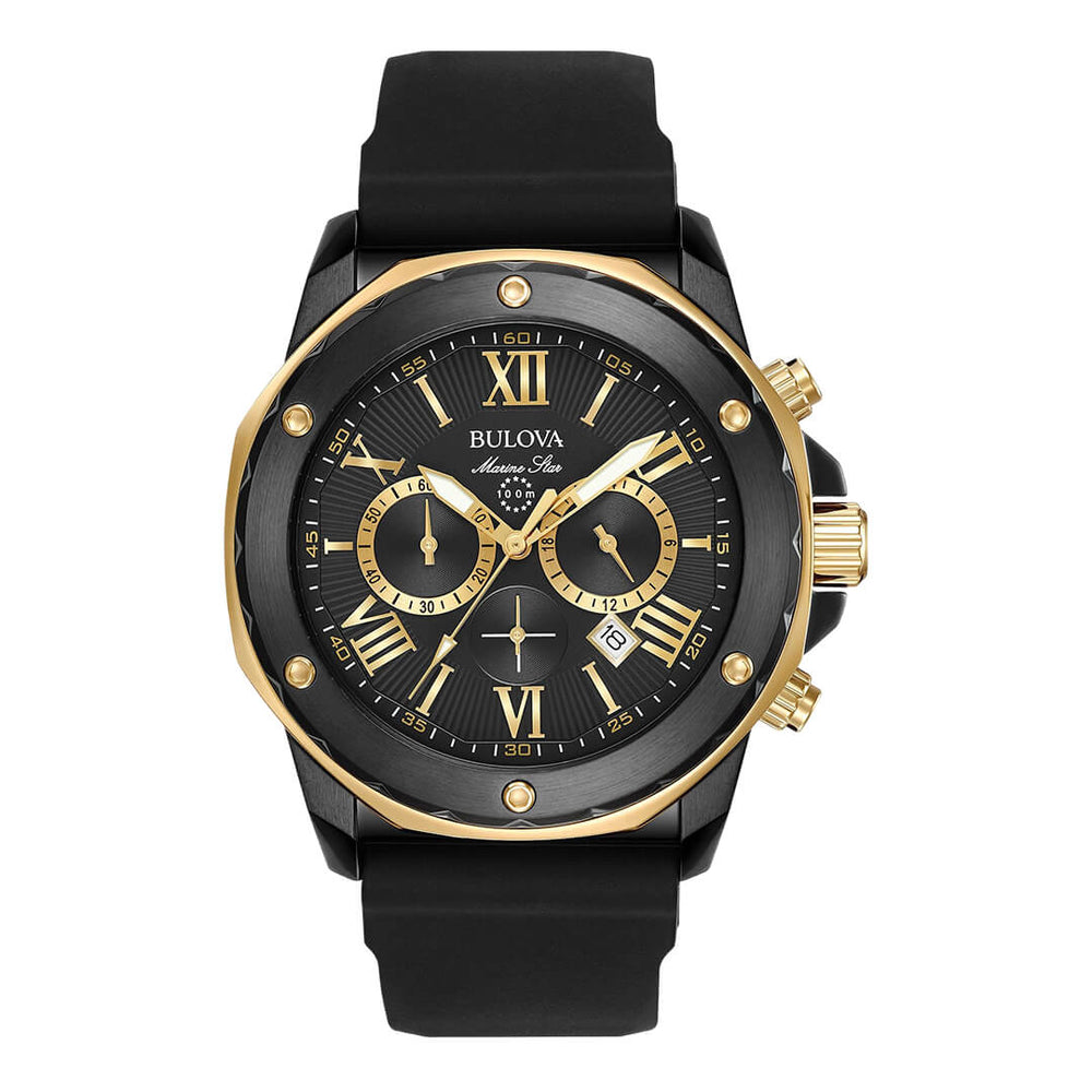Reloj Bulova Marine Star 98B278 Hombre Silicona Negro