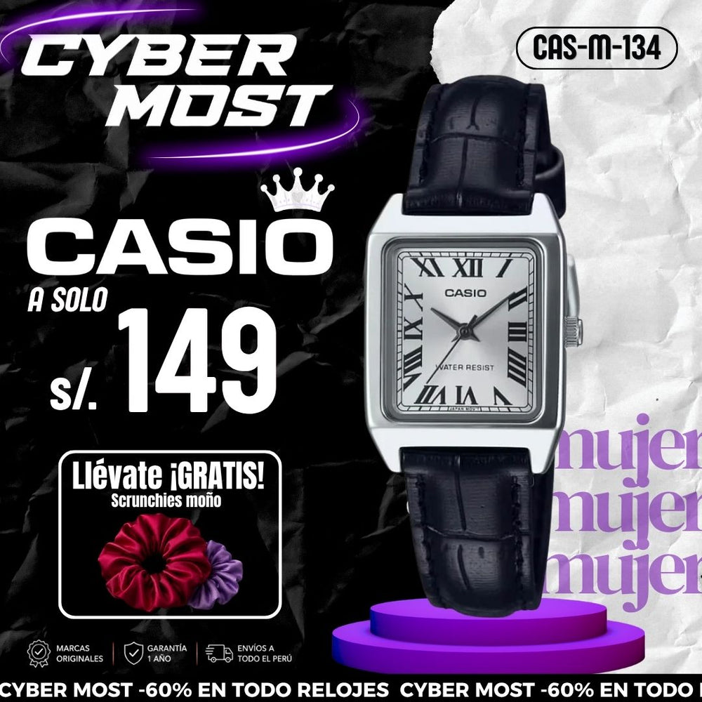 Reloj Casio LTP-V007L-7B1 Mujer Cuero Negro