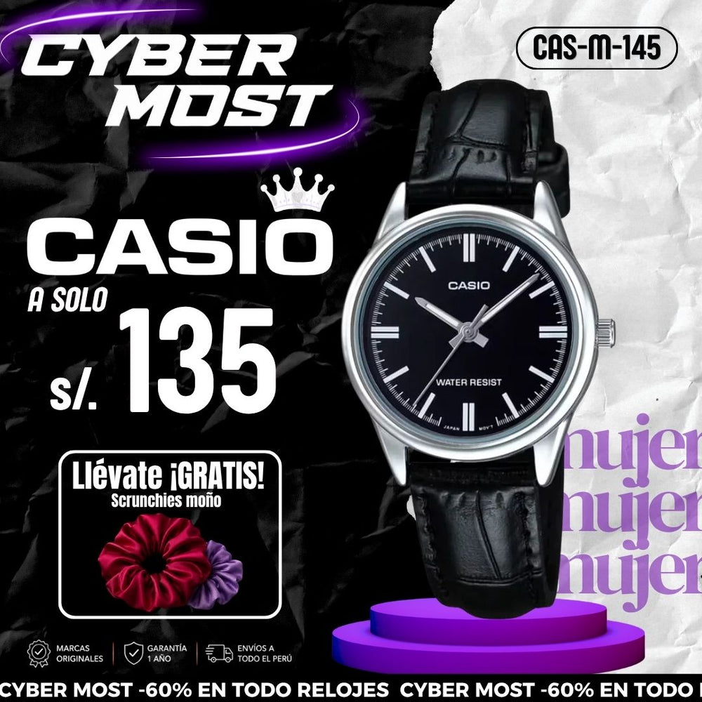 Reloj Casio LTP-V005L-1A Mujer Cuero Negro