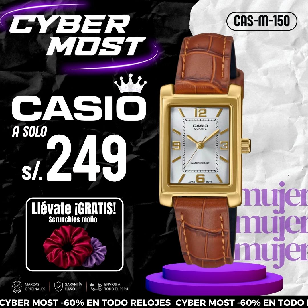 Reloj Casio LTP-1234GLL-7A Mujer Cuero Marrón