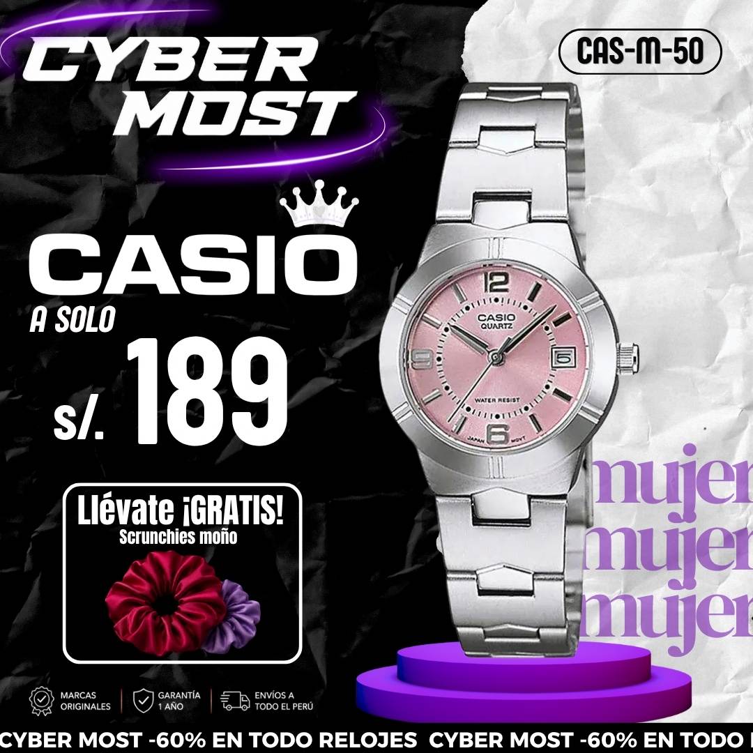 Reloj Casio LTP-1241D-4ADF Mujer Acero Plateado | CAS-M-50