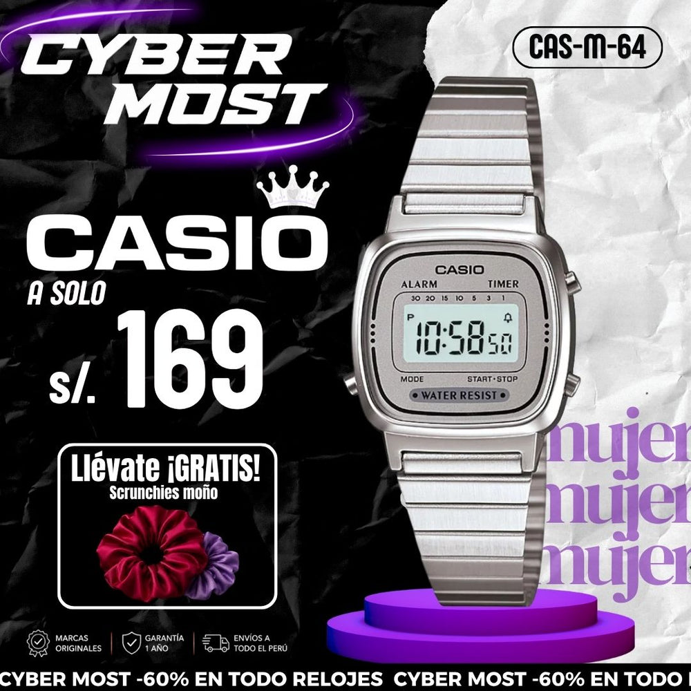 Reloj Casio LA670WA-7D Mujer Acero Plateado