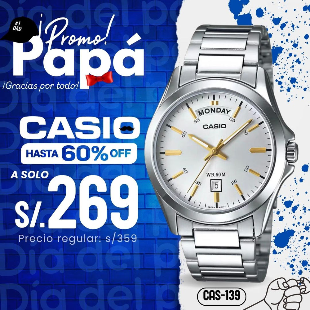 Reloj Casio MTP-1370D-7A2 Hombre Acero Plateado